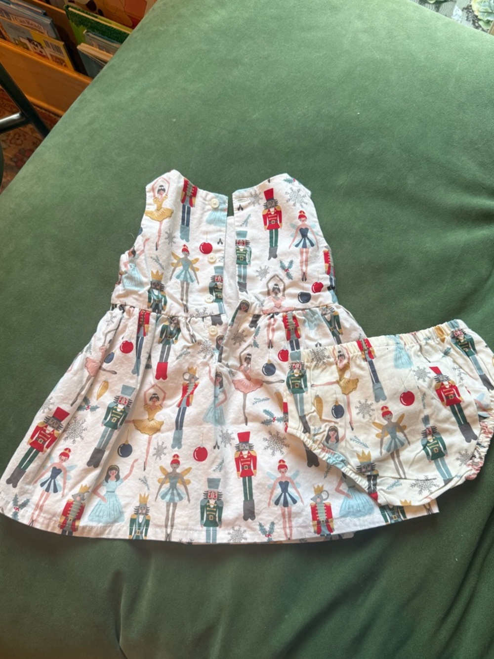 Cat & Jack -  and Jack White Nutcracker Print Holiday Dress with Bloomerk